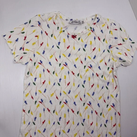 Rachel Antonoff White Preppy Print Fitz Short Sleeve Tee Dress Size Medium - Picture 5 of 9
